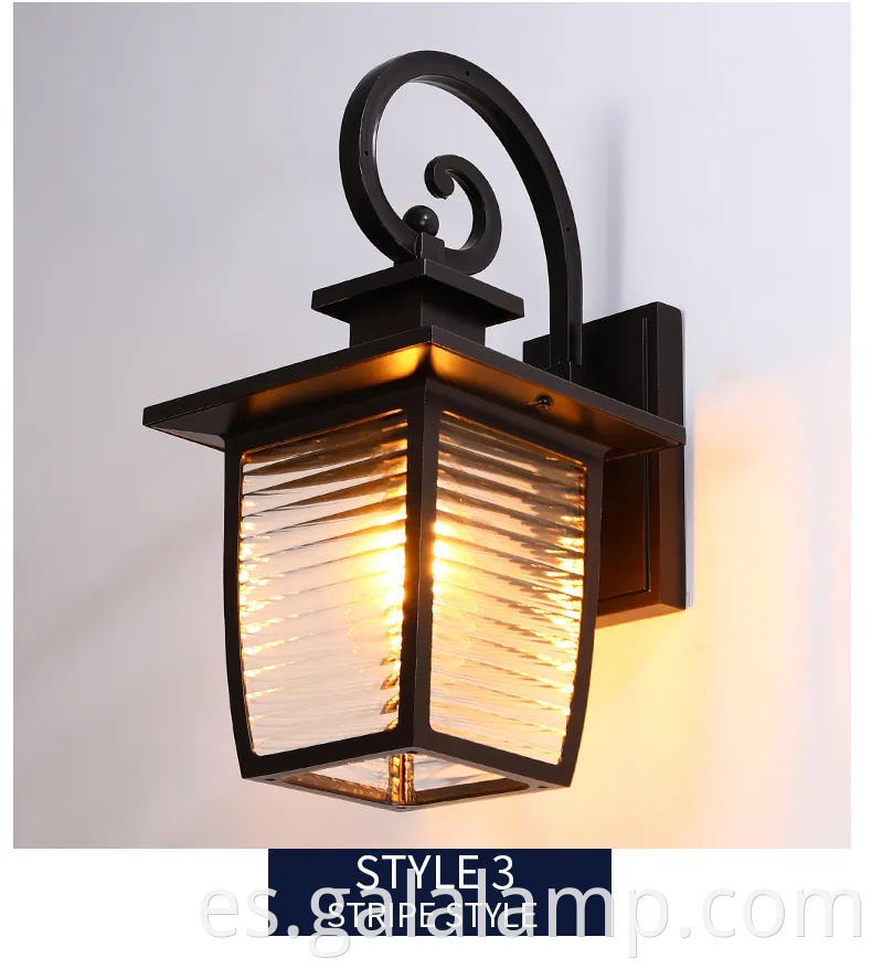 Luz de pared impermeable al aire libre E27 Lámpara de la lámpara Punto de la cabeza exterior al aire libre luces de pared de la pared del jardín de la villa